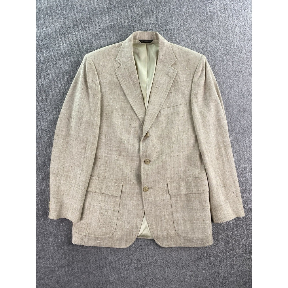 Vintage Orvis Blazer 42 R Beige Silk Wool Hopsack Luxury Designer Premium Sport